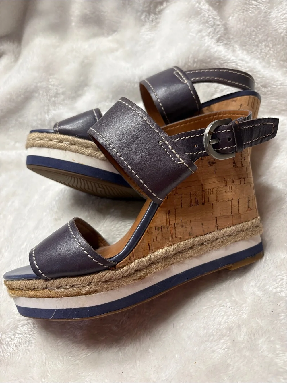 Franco Sarto Leather Espadrille Wedges